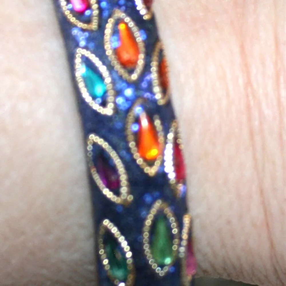 Bracelet Bangle Round Blue Sparkle Colorful Crystal Costume Jewelry Accessory